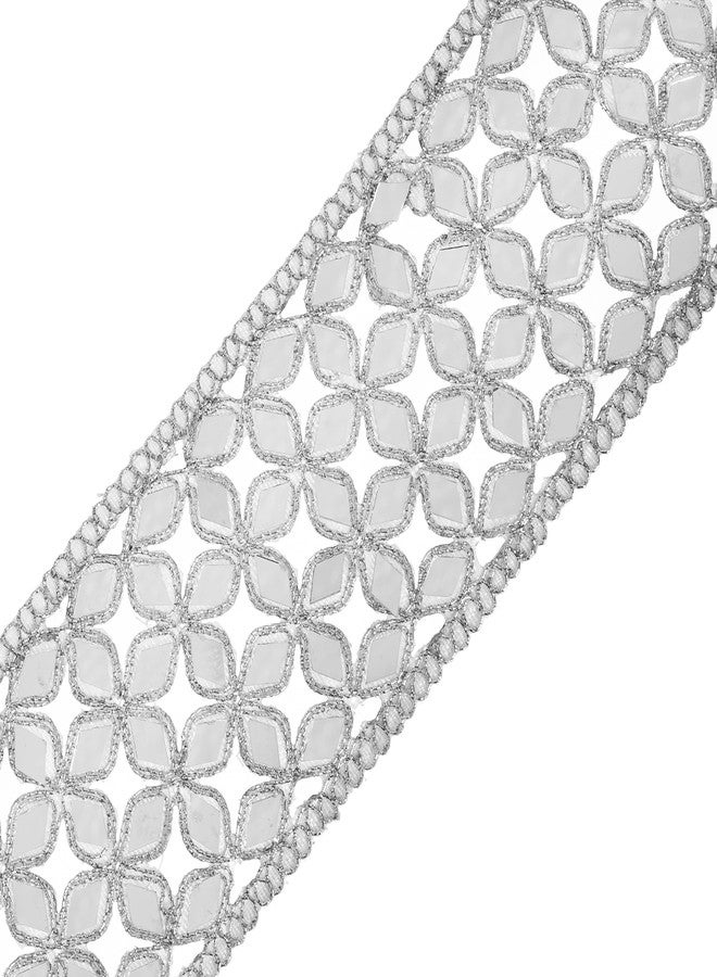 CORIOX Shiny Mirror Lace 9 Meter Border for Dresses, Sarees, Suits, Blouses, Dupattas, Bags, Art and Craft. (Silver) - Image 5